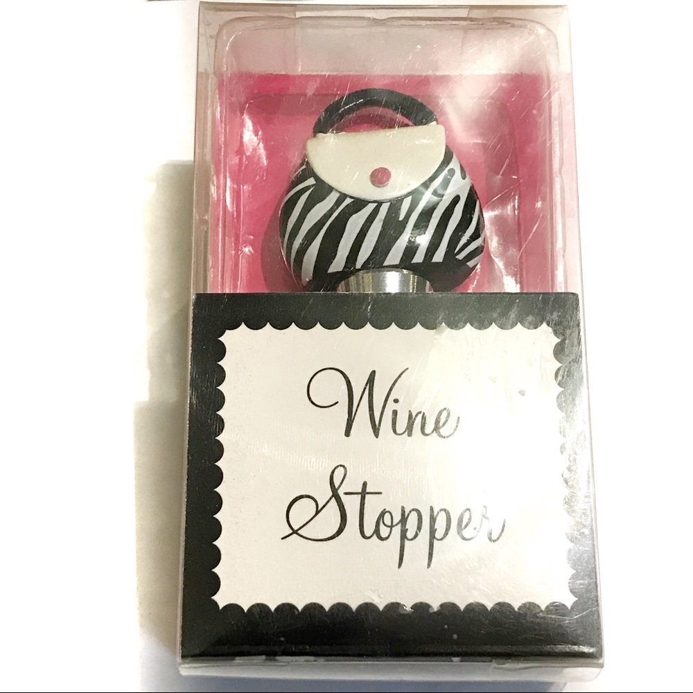 Zebra Stripe Wine Stopper Barware in Shape of Purse